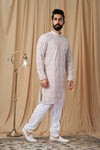 Beige Georgette Embroidered Kurta Pyjama