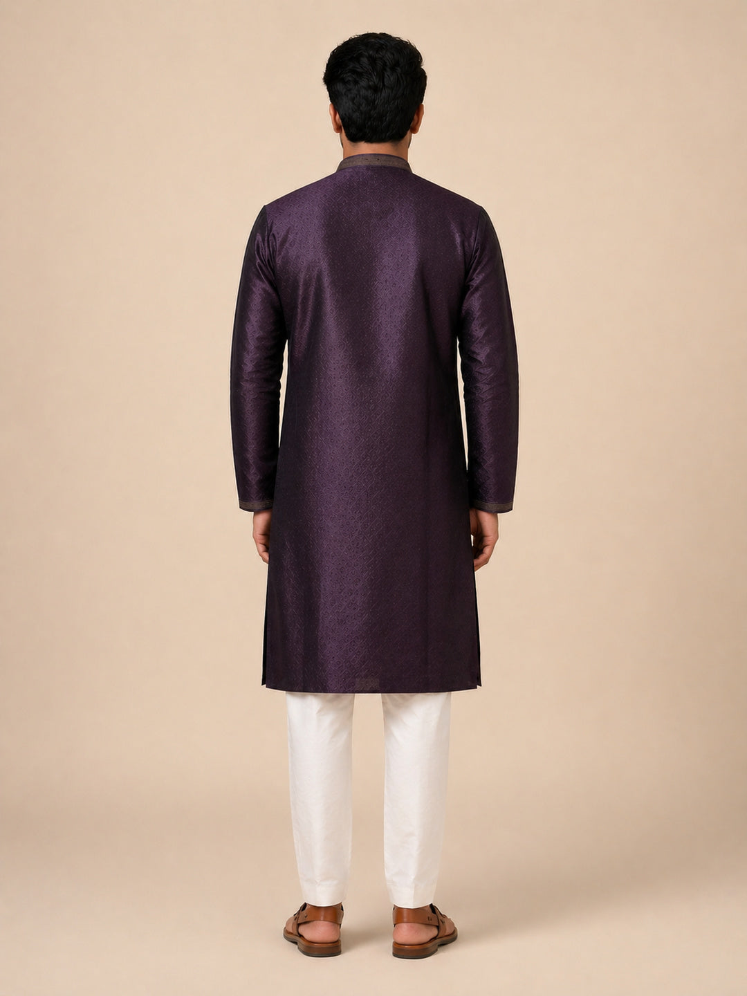 Wine Art Silk Jaquard Kurta Set Festive Wear