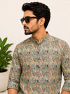 Coffee Brown Cotton Printed Short Kurta