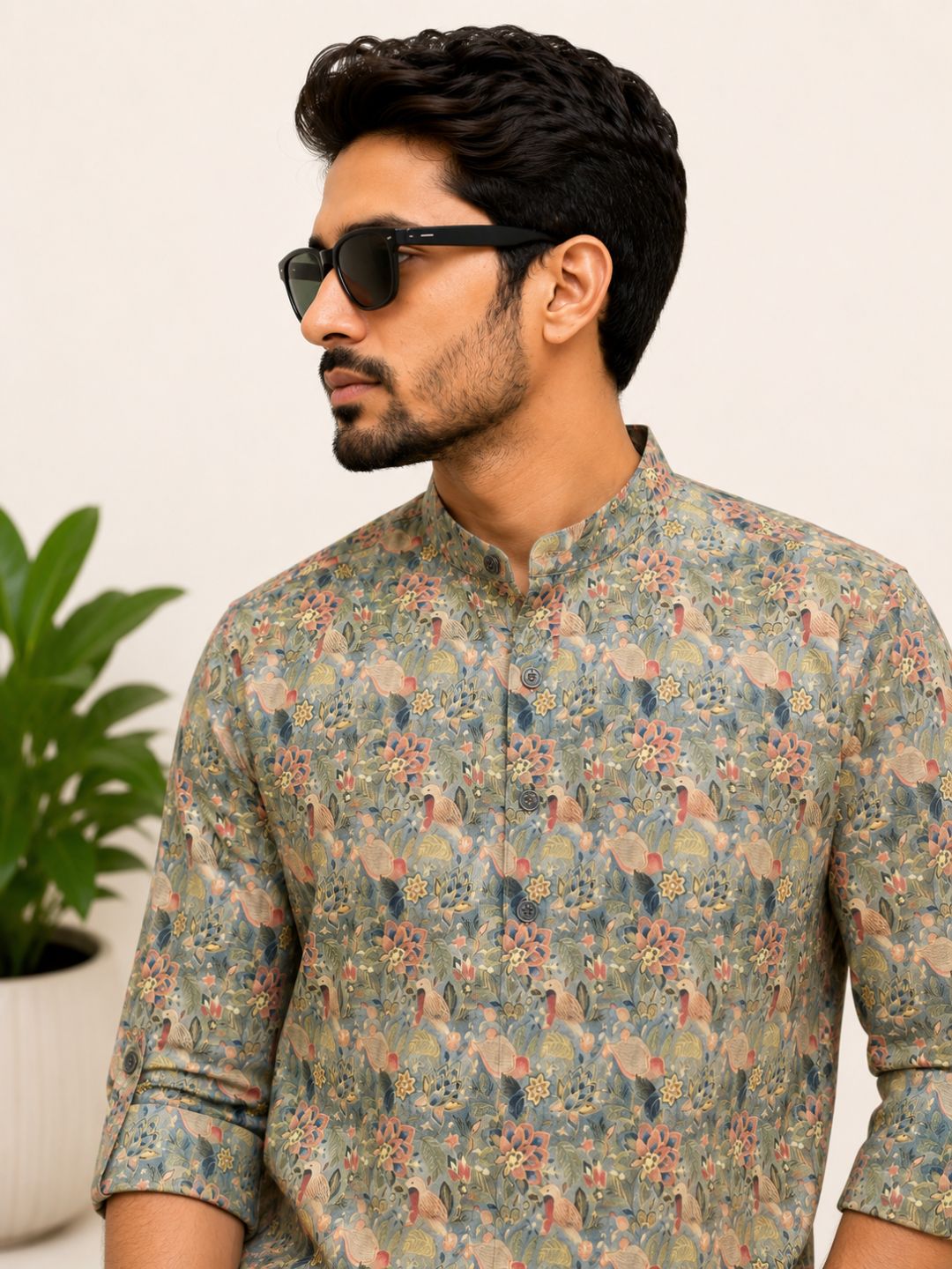 Coffee Brown Cotton Printed Short Kurta