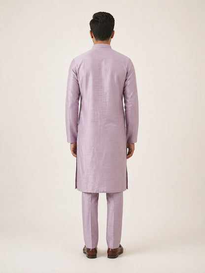 Lavender Art Silk Plain Kurta Set Festive Wear