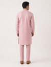 Onion Pink Art Silk Plain Kurta Set Festive Wear