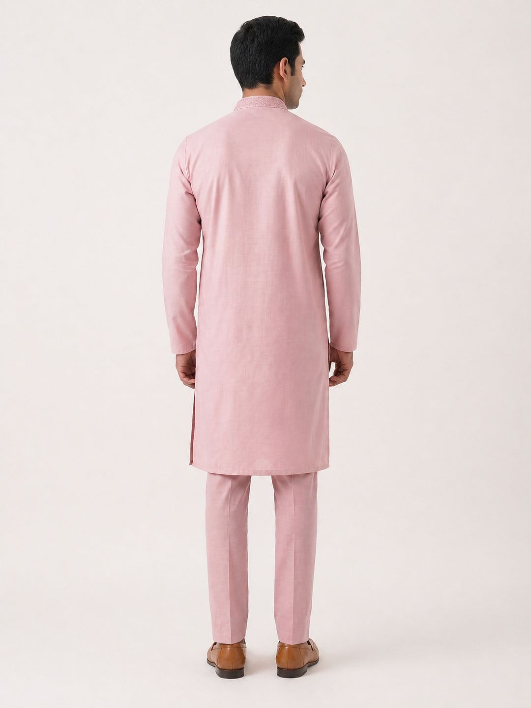Onion Pink Art Silk Plain Kurta Set Festive Wear