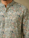 Moss Green Cotton Printed Short Kurta
