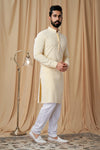 Lemon Yellow Georgette Embroidered Kurta Pyjama