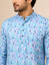 Sky Blue Cotton Printed Short Kurta