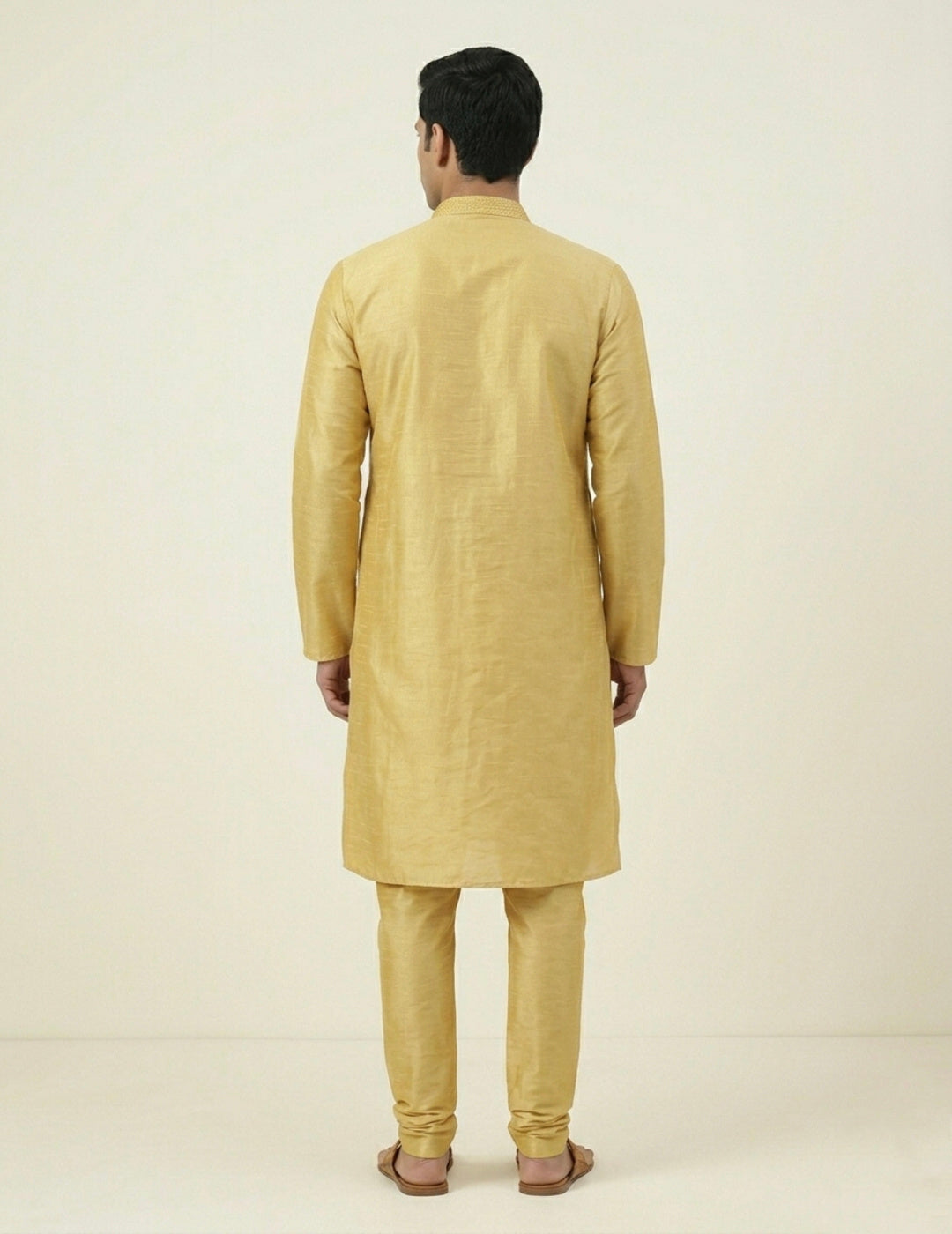 Lemon Yellow Art Silk Plain Kurta Set Festive Wear