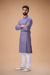 Purple Pure Cotton Self Jaquard Kurta Pyjama