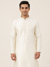 Cream Art Silk Plain Kurta Set Festive Wear
