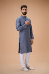 Gray Pure Cotton Self Jaquard Kurta Pyjama