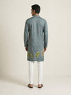 Gray  Art Silk  Foil Printed Kurta Set Festive Wear