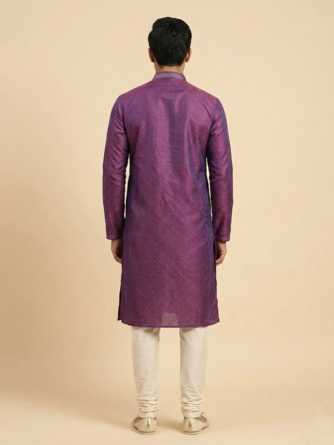 Purple  Art Silk Jaquard Kurta Set Festive Wear