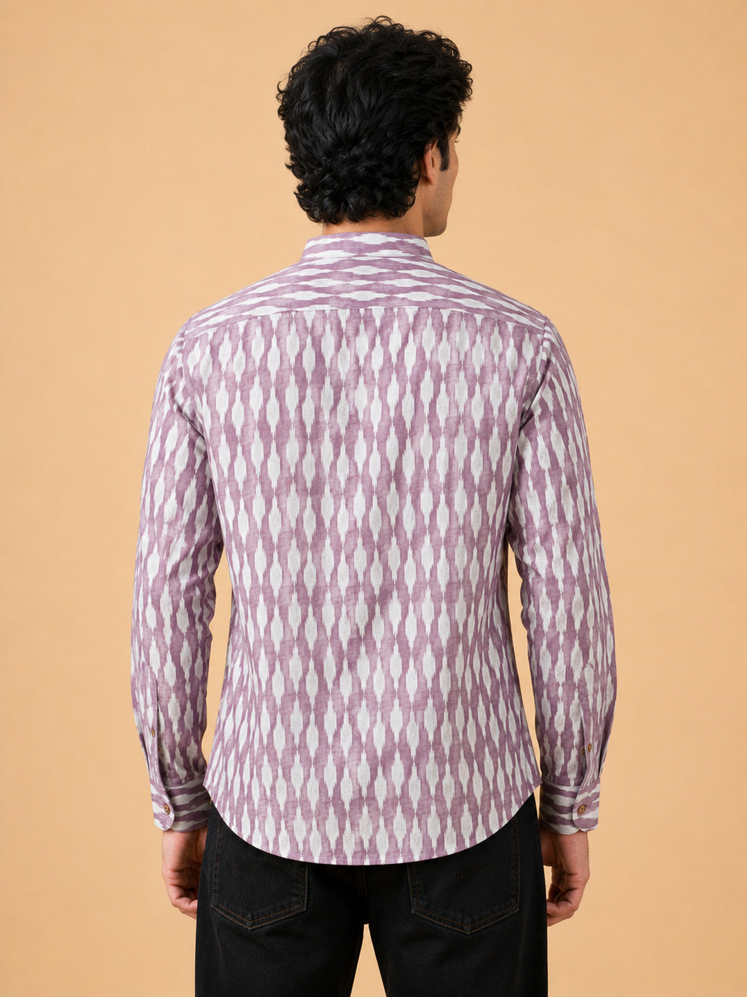Lavender Linen Printed Short Kurta
