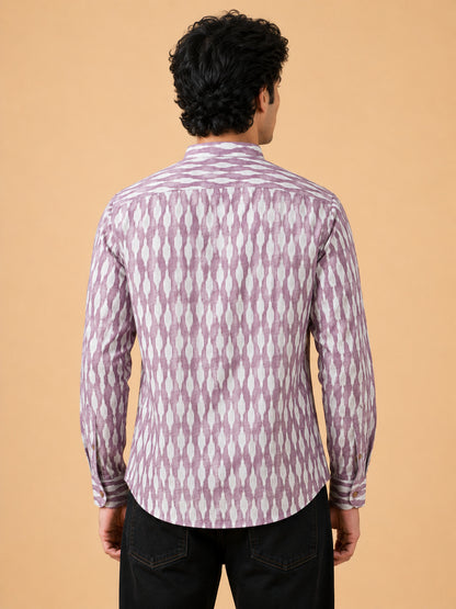 Lavender Linen Printed Short Kurta