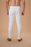 Off White Cotton Lycra Pant Plain Bottom