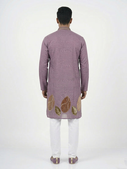 Purple  Art Silk  Foil Printed Kurta Set Festive Wear