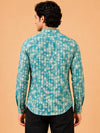 Mint Green Linen Printed Short Kurta