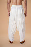 White Georgette Afghani Plain Bottom