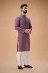 Lavender Pure Cotton Self Jaquard Kurta Pyjama