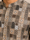 Olive Green Cotton Printed Short Kurta