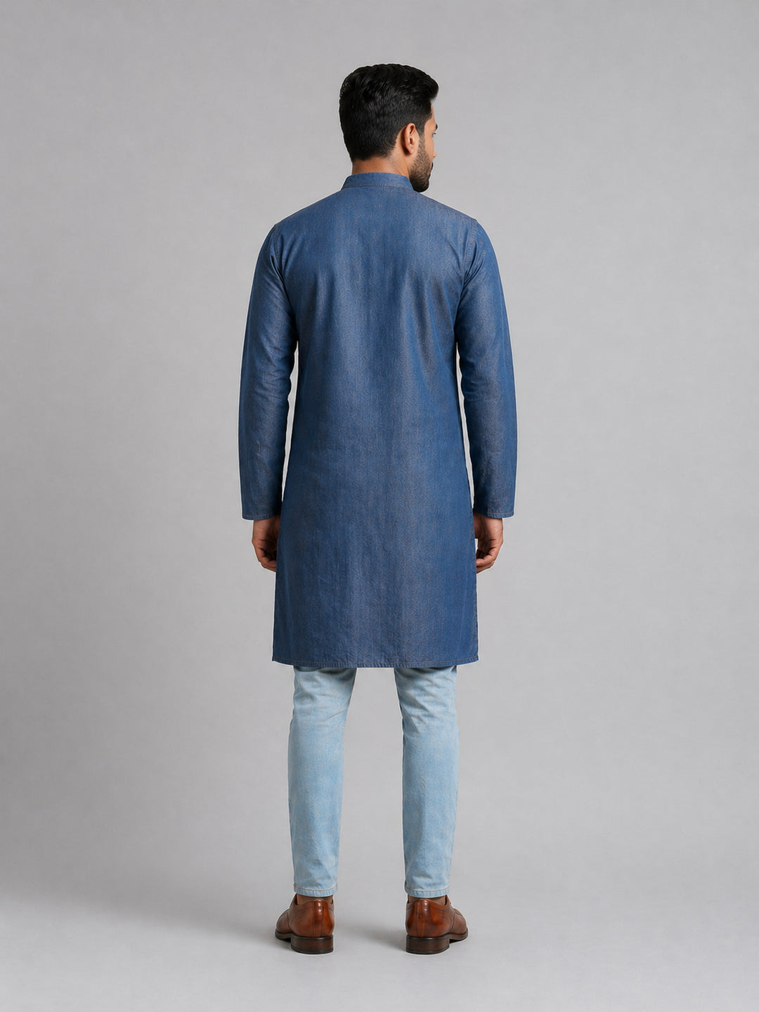 Gray Art Silk Plain Long Kurta for Casual Wear