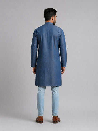 Gray Art Silk Plain Long Kurta for Casual Wear