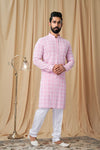 Pink Georgette Embroidered Kurta Pyjama