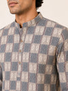 Beige Cotton Printed Short Kurta