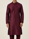 Wine Art Silk Plain Kurta Set Festive Wear