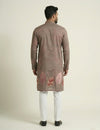 Brown Art Silk  Foil Printed Kurta Set Festive Wear