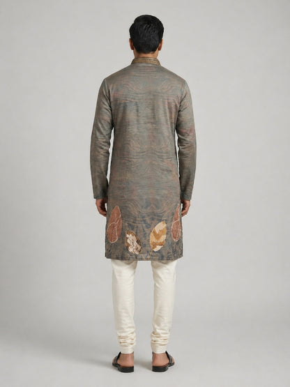 Mehendi   Art Silk  Foil Printed Kurta Set Festive Wear