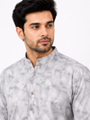 Green Linen Printed Short Kurta