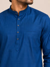 Teal Blue Plain Cotton Short Kurta