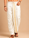 Light Fawn Art Silk Zari Border Dhoti with Dupatta Festive Wear