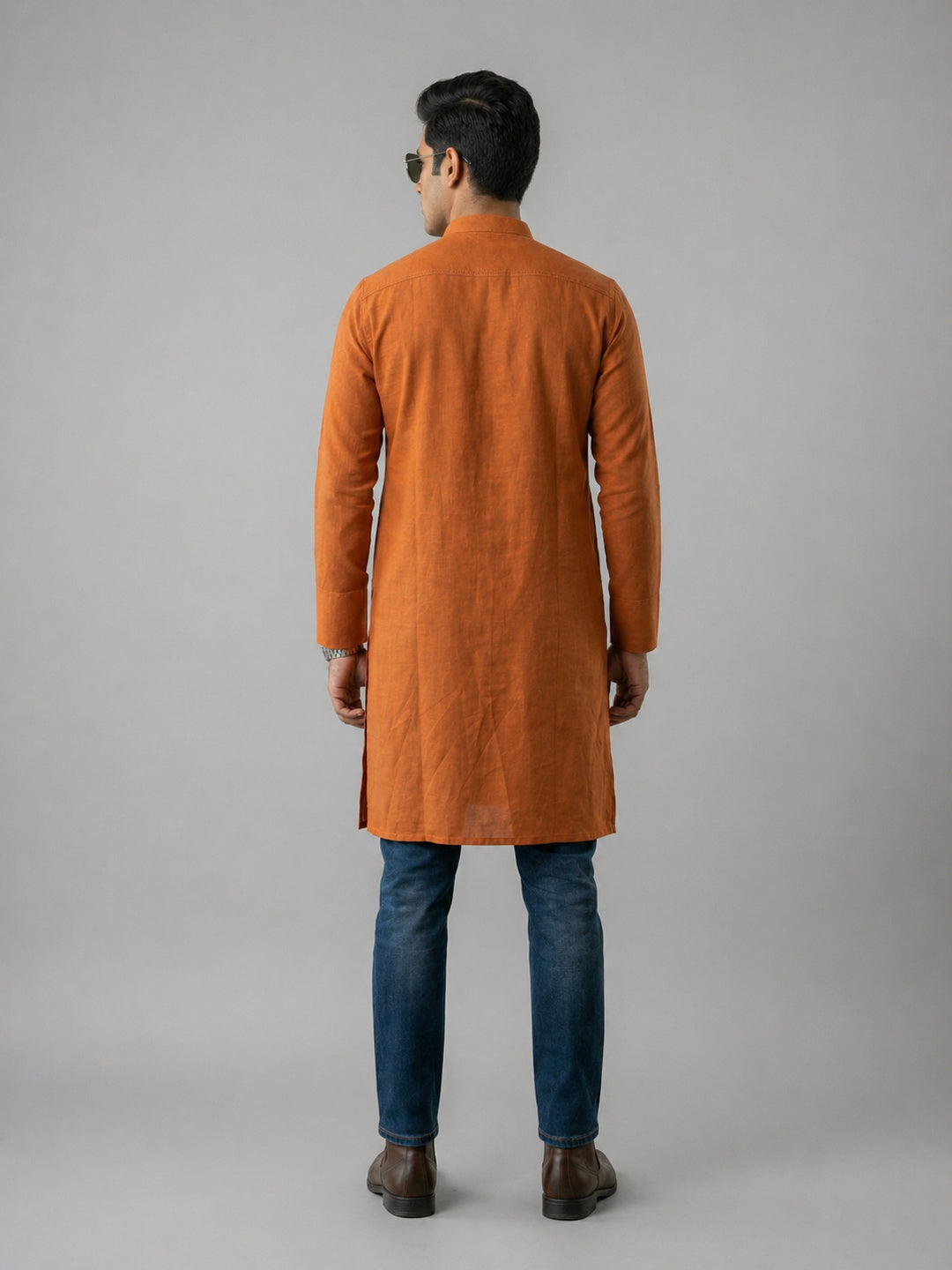 Mustard Art Silk Plain Long Kurta for Casual Wear