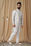 Gray Art Silk Sequence and Embroidered Kurta Pyjama