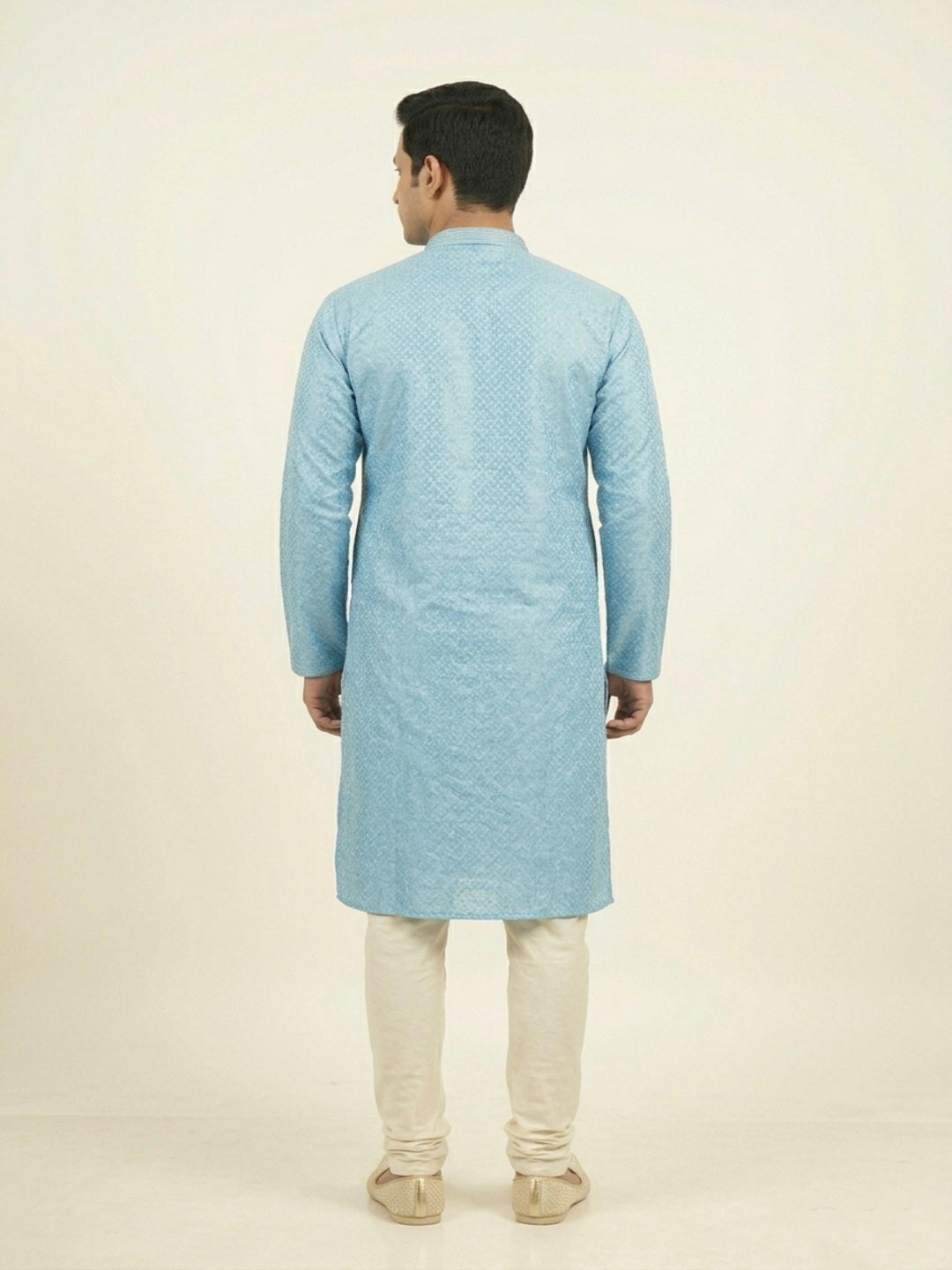 Sky Blue  Art Silk Jaquard Kurta Set Festive Wear