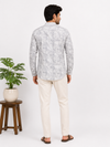 Green Linen Printed Short Kurta