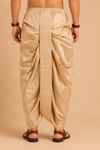 Gold Art Silk Zari Border Dhoti with Dupatta Festive Wear