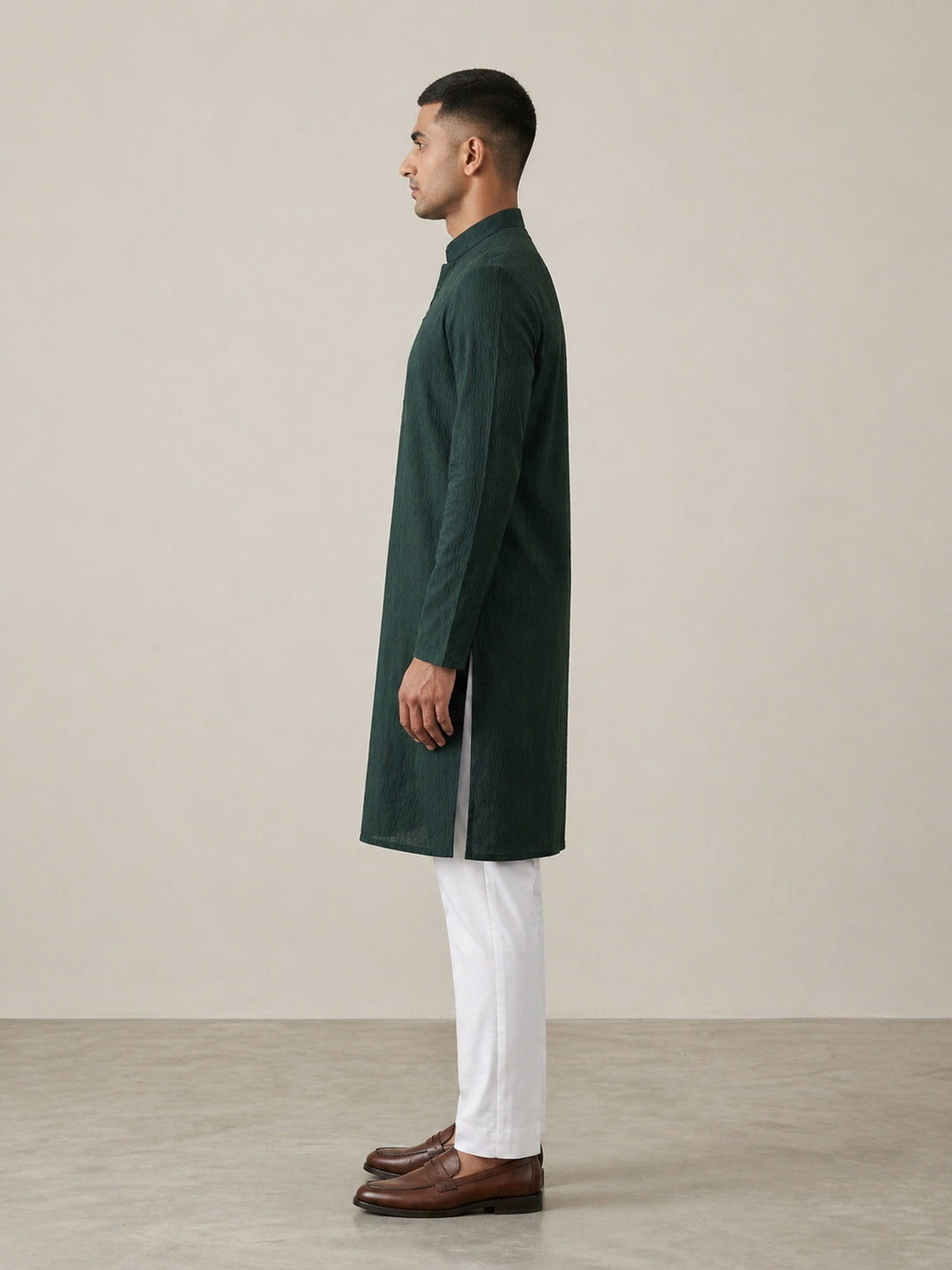 Teal Blue Rayon Plain Self Jaquard Kurta Set for Casual Wear