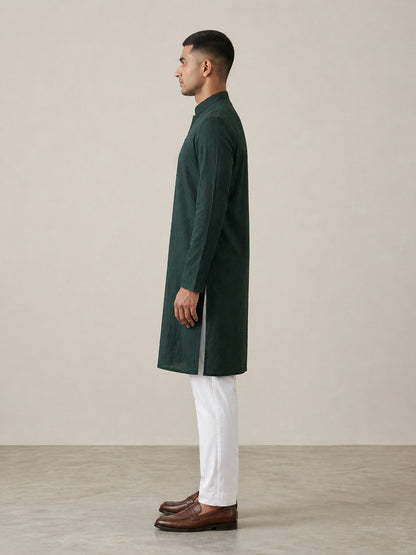Teal Blue Rayon Plain Self Jaquard Kurta Set for Casual Wear