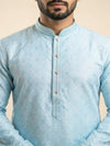 Sky Blue  Art Silk Jaquard Kurta Set Festive Wear