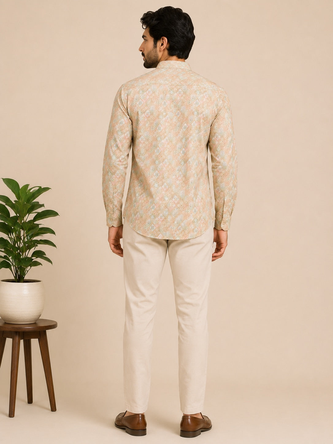 Lemon Yellow Cotton Printed Short Kurta