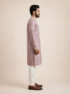Onion Pink Linen Thread Embroidered Kurta Set for Festive Wear