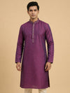 Purple  Art Silk Jaquard Kurta Set Festive Wear