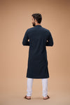 Teal Pure Cotton Self Jaquard Kurta Pyjama