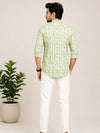 Pista Green Cotton Printed Short Kurta