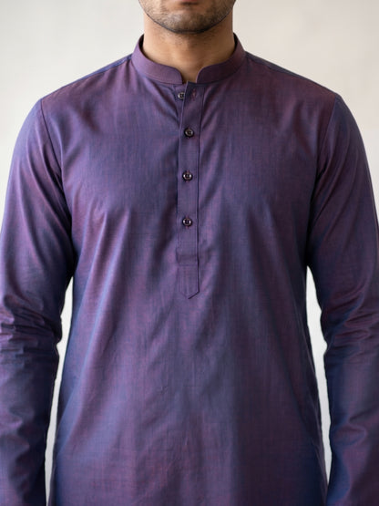 Purple Art Silk Plain Long Kurta for Casual Wear