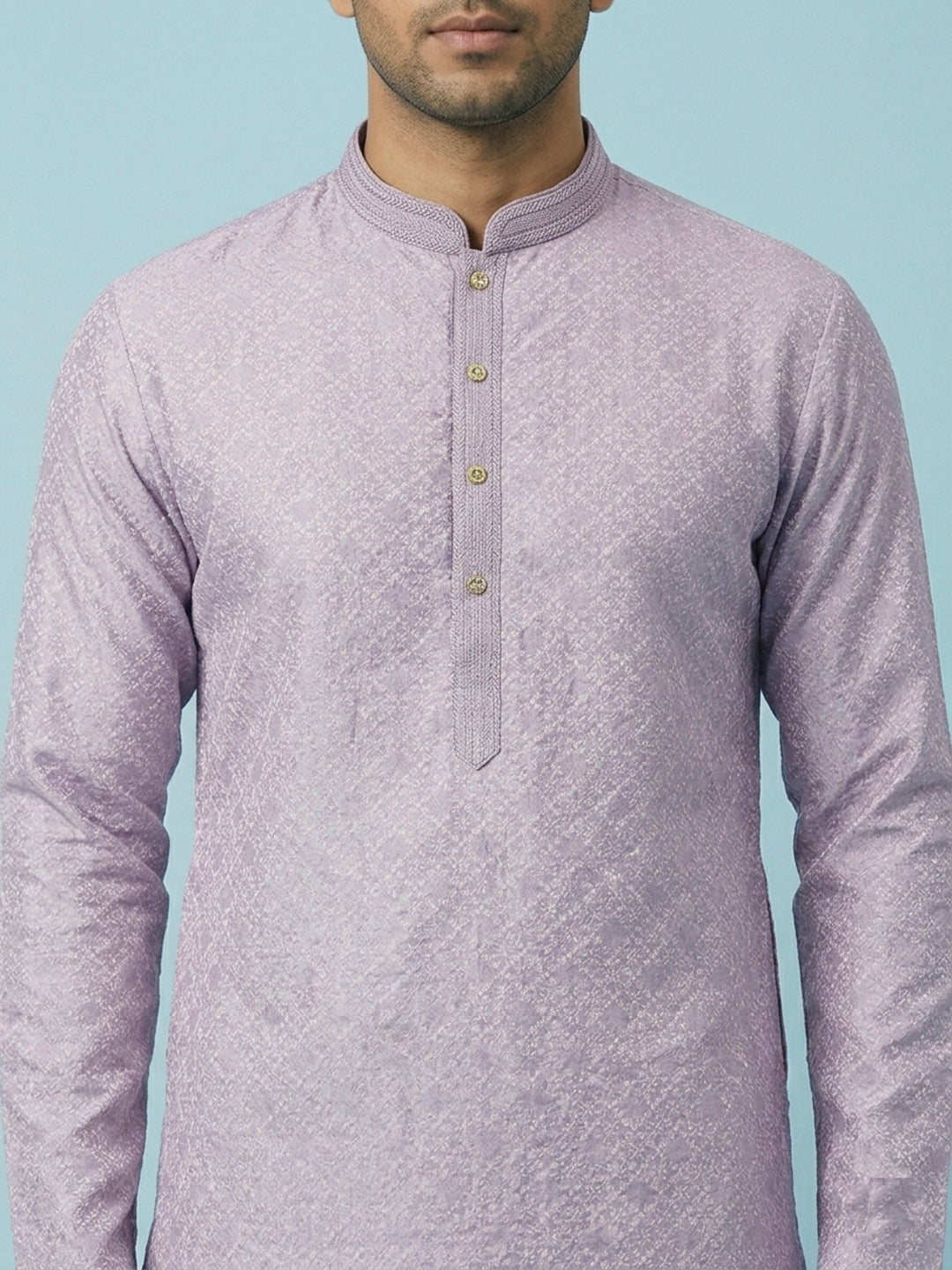 Lavender  Art Silk Jaquard Kurta Set Festive Wear