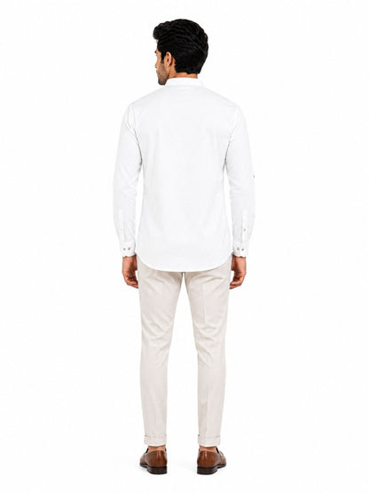 White Plain Cotton Short Kurta
